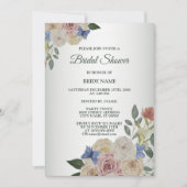 Colorful Pink Floral Blue Butterfly Bridal Shower 招待状 (正面)