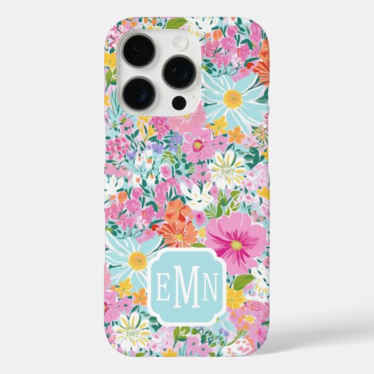 Colorful Pink Garden Monogrammed Case-Mate iPhoneケース (裏面)