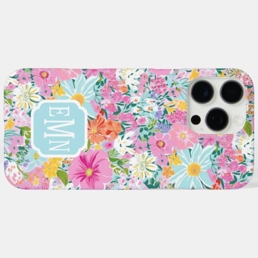 Colorful Pink Garden Monogrammed Case-Mate iPhoneケース (裏面 (横))