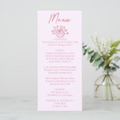Colorful Pink Hand Drawn Floral Wedding Menu  メニュー (スタンド正面)
