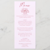 Colorful Pink Hand Drawn Floral Wedding Menu  メニュー (正面)