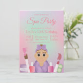 Colorful Pink Kids Spa Party Birthday Invitation 招待状 (スタンド正面)