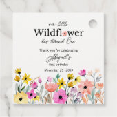 Colorful Pink Our Little Wildflower 1st Birthday フェイバータグ (裏面)