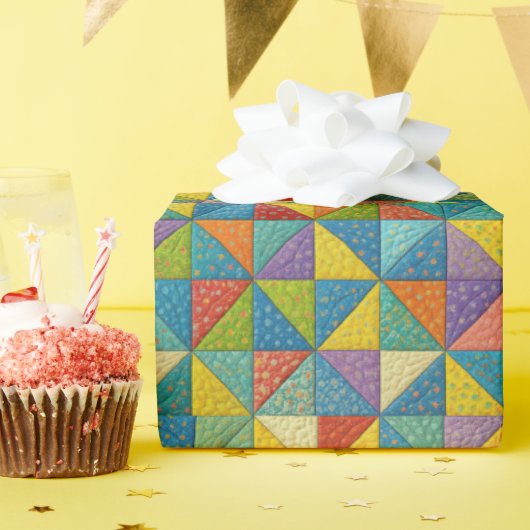 Colorful Pinwheel Quilt Design ラッピングペーパー (誕生日パーティー)