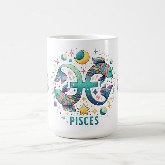 Colorful Pisces Zodiac Fish Astrology コーヒーマグカップ (中央)