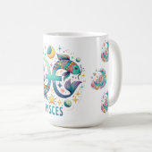 Colorful Pisces Zodiac Fish Astrology コーヒーマグカップ (正面右)