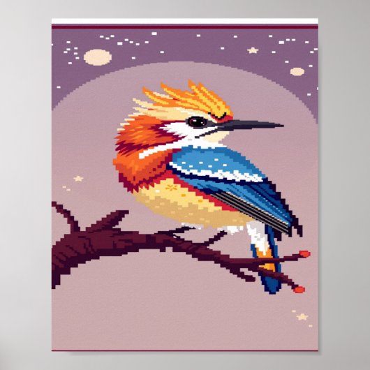 Colorful Pixel Art Bird Poster  ポスター (正面)