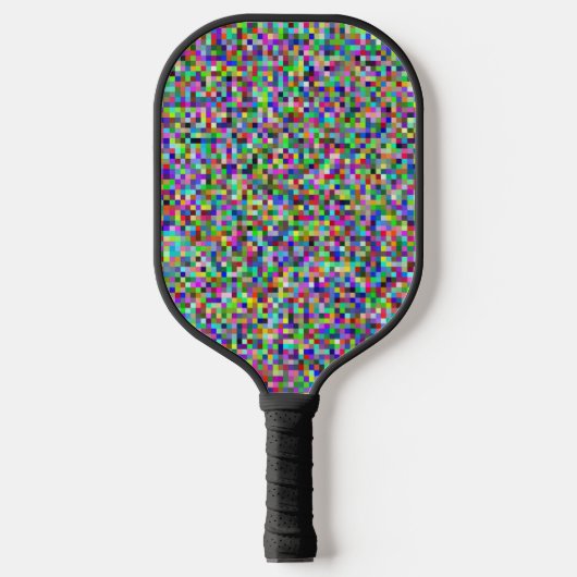 Colorful Pixel Squares Background Pattern ピックルボールラケット (正面)