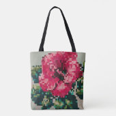 Colorful Pixelated hibiscus flower  トートバッグ (裏面)