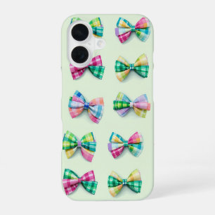 Colorful Plaid Bows & Bow Ties Pattern Phone Case iPhone 16ケース