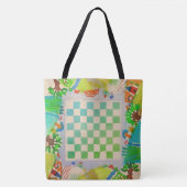 Colorful Playable Watercolor Game Board Tote トートバッグ (正面)