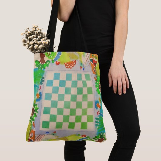 Colorful Playable Watercolor Game Board Tote トートバッグ (クローズアップ)