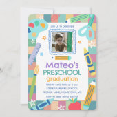 Colorful Playful Photo Preschool Graduation 招待状 (正面)