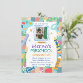 Colorful Playful Photo Preschool Graduation 招待状 (スタンド正面)