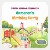 Colorful Playground Birthday Party  スクエアシール (正面)