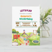 Colorful Playground Party 4th Birthday Invitation 招待状 (スタンド正面)