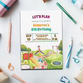 Colorful Playground Party 5th Birthday Invitation 招待状