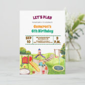 Colorful Playground Party 6th Birthday Invitation 招待状 (スタンド正面)