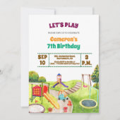 Colorful Playground Party 7th Birthday Invitation 招待状 (正面)