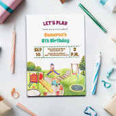 Colorful Playground Party 8th Birthday Invitation 招待状