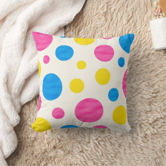 Colorful Polka Dots Pink Blue Yellow Retro クッション