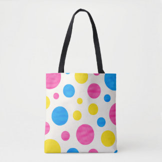 Colorful Polka Dots Pink Blue Yellow Retro トートバッグ