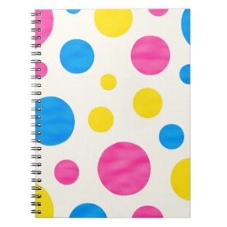 Colorful Polka Dots Pink Blue Yellow Retro ノートブック