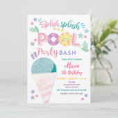 Colorful Pool Party Birthday Invitation 招待状 (スタンド正面)