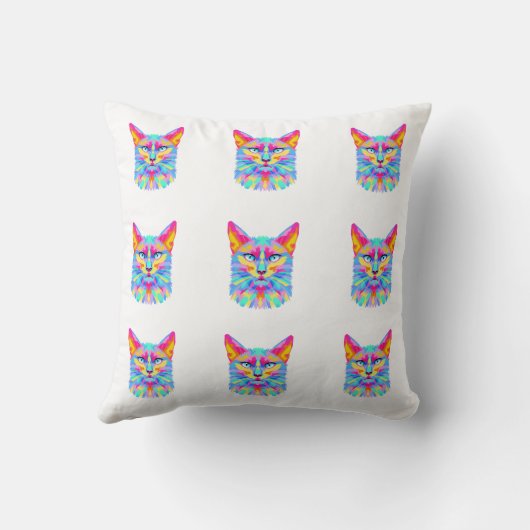 Colorful Pop Art Cat Double-Sided Pillow クッション (裏面)