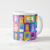 Colorful Pop Art Cat Paw Grid Design ジャンボコーヒーマグカップ (正面右)