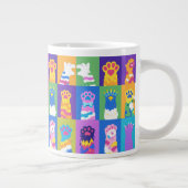 Colorful Pop Art Cat Paw Grid Design ジャンボコーヒーマグカップ (右)