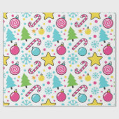 Colorful Pop Art Christmas Tree Pattern – Merry Po ラッピングペーパー (フラット)