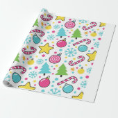 Colorful Pop Art Christmas Tree Pattern – Merry Po ラッピングペーパー (アンロールド)