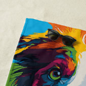 Colorful Pop Art Dog Portrait ビーチタオル (インサイチュ)