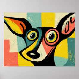 Colorful Pop Art Dog Portrait ポスター