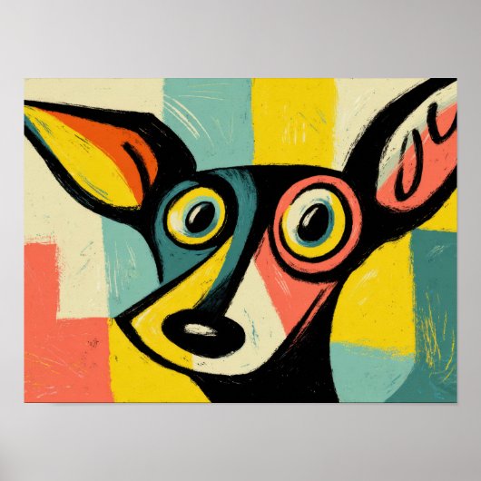 Colorful Pop Art Dog Portrait ポスター (正面)