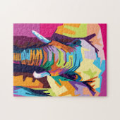Colorful Pop Art Elephant Portrait ジグソーパズル (横)