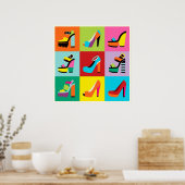 Colorful pop art feminine shoes set poster ポスター (キッチン)