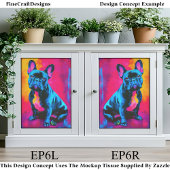 Colorful Pop Art French Bulldog Dog EP6L Decoupage 薄葉紙