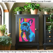 Colorful Pop Art French Bulldog Dog EP6L Decoupage 薄葉紙