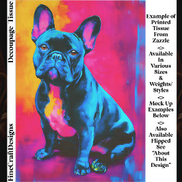 Colorful Pop Art French Bulldog Dog EP6L Decoupage 薄葉紙
