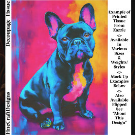 Colorful Pop Art French Bulldog Dog EP6R Decoupage 薄葉紙