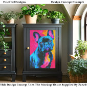 Colorful Pop Art French Bulldog Dog EP6R Decoupage 薄葉紙
