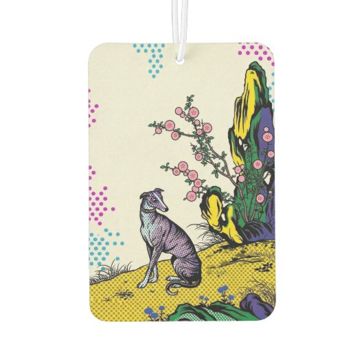 Colorful Pop Art Greyhound Asian Nature カーエアーフレッシュナー (裏面)