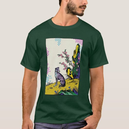 Colorful Pop Art Greyhound Asian Nature Tシャツ (正面)
