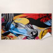 Colorful Pop Art Horse Illustration ビーチタオル (正面)