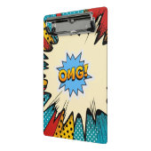 Colorful pop art OMG Blue red abstract Retro ミニクリップボード (アングル2)