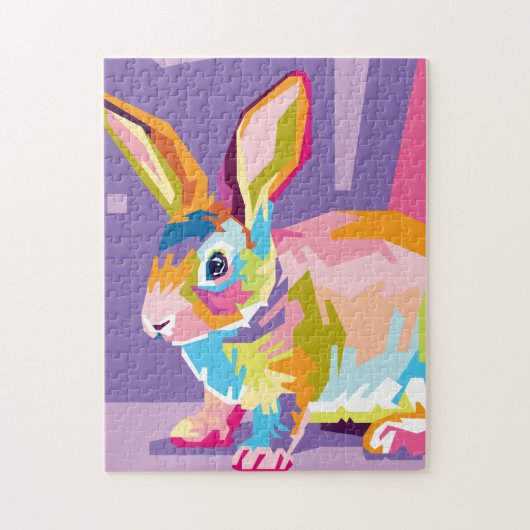 Colorful Pop Art Rabbit Portrait ジグソーパズル (縦)