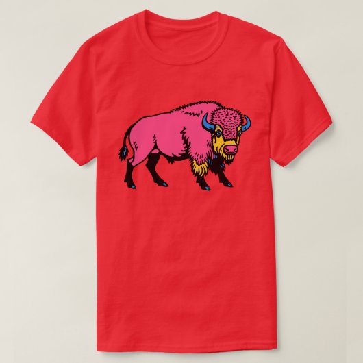 Colorful Pop-Art Southwestern Buffalo/Bison Tシャツ (デザイン正面)