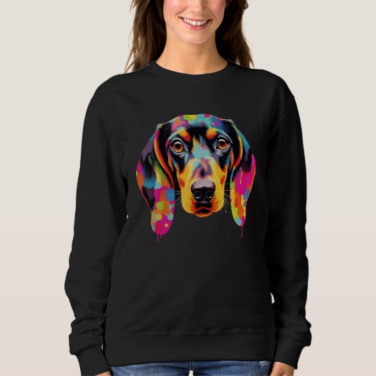 Colorful Pop Dachshund Portrait スウェットシャツ (正面)
